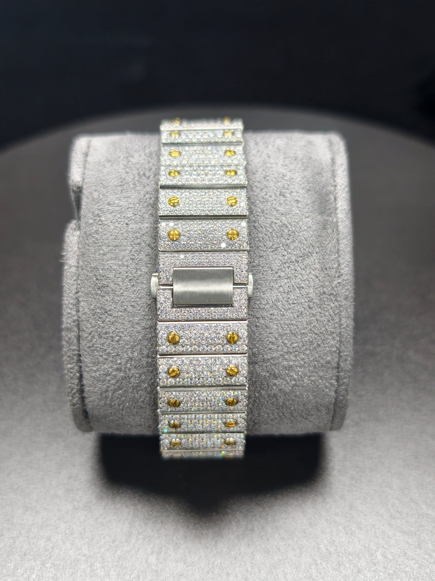 Hip Hop High Quality Gold Roman Pointer Real Moissanite Iced Mechanical Auto Movement Mechanical Watch