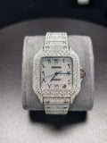 Hip Hop High Quality    Silver Arabic  Pointer Real Moissanite Iced Mechanical Auto Movement Mechanical Watch