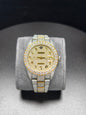 Luxury ROL Gold Arabic Dial Stailess Steel Band Iced Out Moissanite Men's Watch