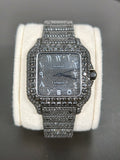 Hip Hop High Quality Black  Gold Arabic  Pointer Real Moissanite Iced Mechanical Auto Movement Mechanical Watch