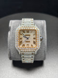 Hip Hop High Quality Rose  Gold Roman  Pointer Real Moissanite Iced Mechanical Auto Movement Mechanical Watch