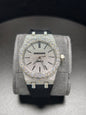 Luxury Hip Hop APT Silver Arabic Dial Rubber Band Moissanite Iced Out Men's Watch