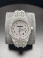 Luxury Hip Hop APT Silver Arabic Dial Stailess Steel Band Moissanite Iced Out Men's Watch