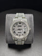 Luxury ROL Silver Roman Dial Stailess Steel Band Iced Out Moissanite Men's Watch