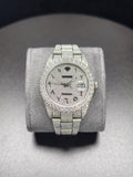 Luxury ROL Silver Arabic Dial Stailess Steel Band Iced Out Moissanite Men's Watch