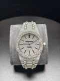 Luxury Hip Hop High Quality  APT Silver Roman Pointer Real Moissanite Iced Stainless Steel Mechanical Watch