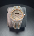 Hip Hop High Quality   APT Rose Gold Roman  Pointer Real Moissanite Iced Mechanical Auto Movement Mechanical Watch