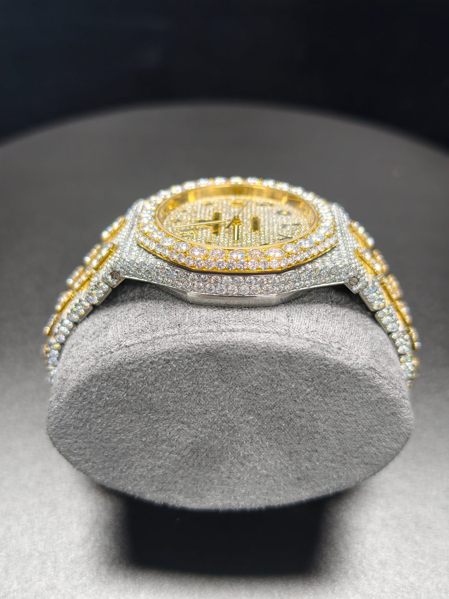 Luxury Hip Hop APT Gold Arabic Dial Stailess Steel Band Moissanite Iced Out Men's Watch