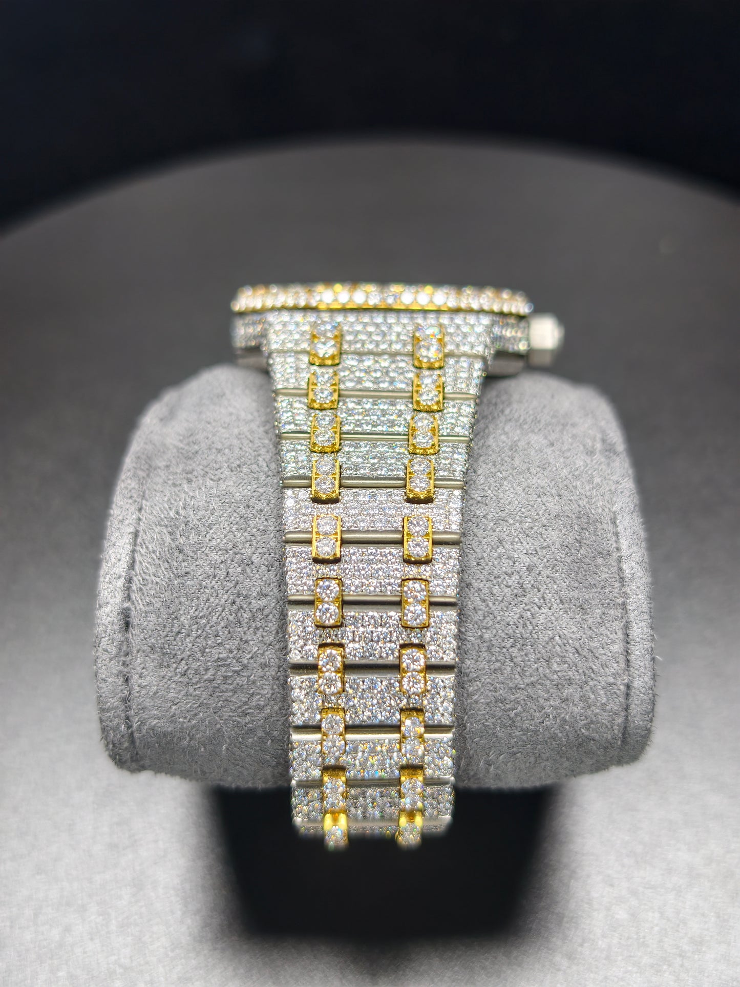 Luxury Hip Hop APT Gold Arabic Dial Stailess Steel Band Moissanite Iced Out Men's Watch
