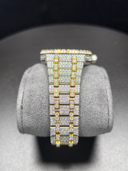 Luxury Hip Hop APT Gold Arabic Dial Stailess Steel Band Moissanite Iced Out Men's Watch