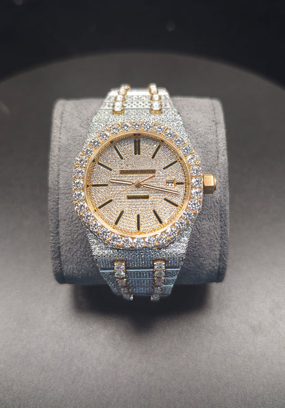 Luxury APT Hip Hop Rosegold Roman Dial Moissanite Iced Out Men's Watch