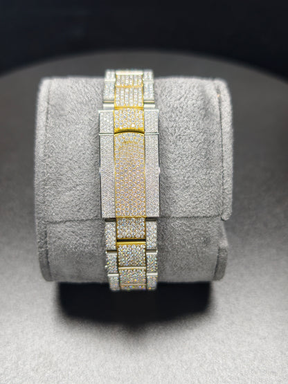 Luxury ROL Gold Roman Dial Stailess Steel Band Iced Out Moissanite Men's Watch
