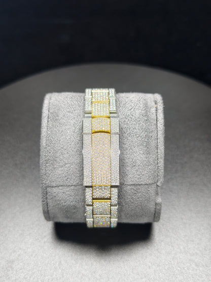 Luxury ROL Gold Arabic Dial Stailess Steel Band Iced Out Moissanite Men's Watch