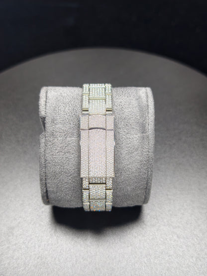 Luxury ROL Silver Roman Dial Stailess Steel Band Iced Out Moissanite Men's Watch