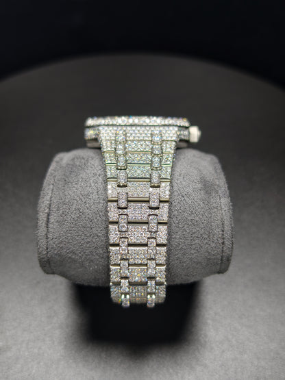 Luxury APT Hip Hop Silver Roman Dial Moissanite Iced Out Men's Watch