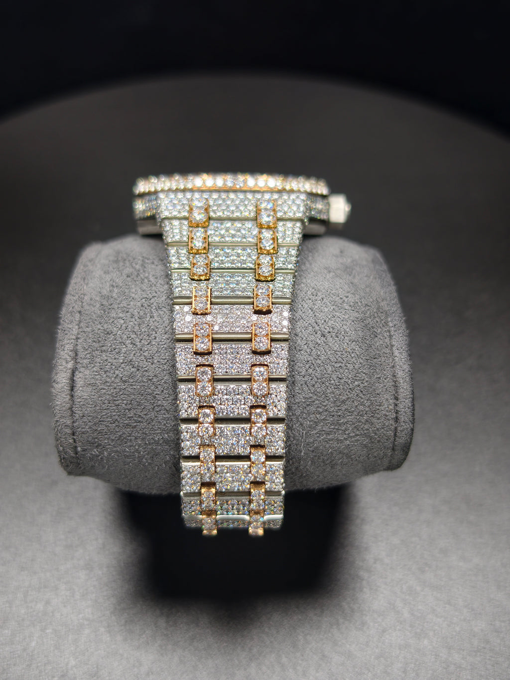 Luxury Hip Hop APT Rosegold Arabic Dial Stailess Steel Band Moissanite Iced Out Men's Watch