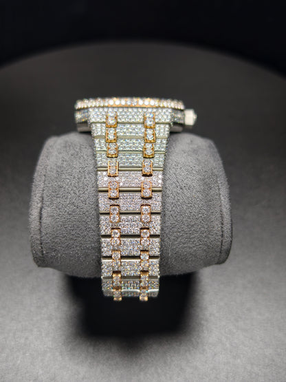 Luxury Hip Hop APT Rosegold Arabic Dial Stailess Steel Band Moissanite Iced Out Men's Watch
