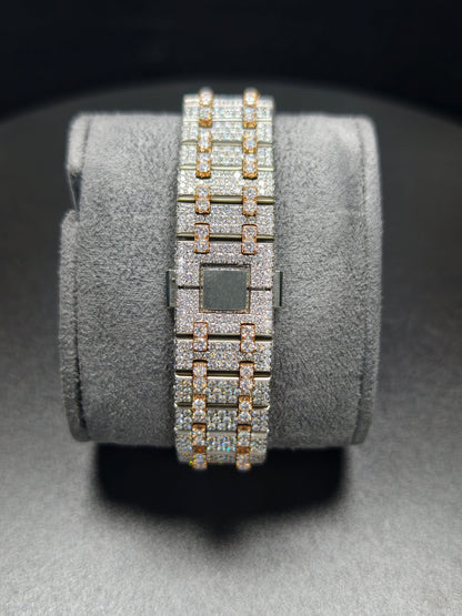 Luxury Hip Hop APT Rosegold Arabic Dial Stailess Steel Band Moissanite Iced Out Men's Watch