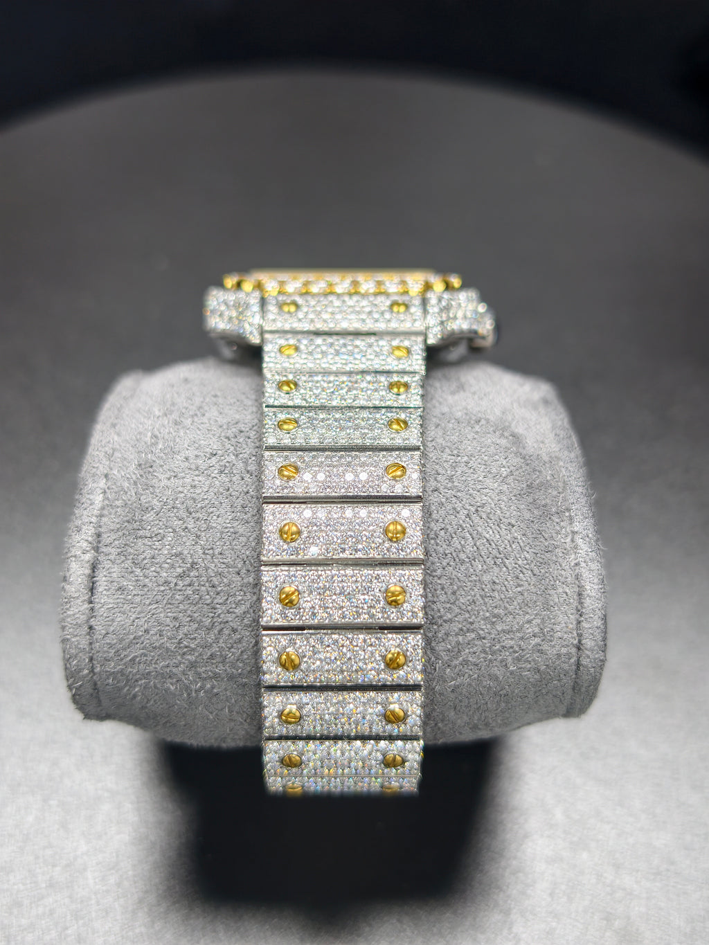 Hip Hop High Quality   Gold Arabic  Pointer Real Moissanite Iced Mechanical Auto Movement Mechanical Watch