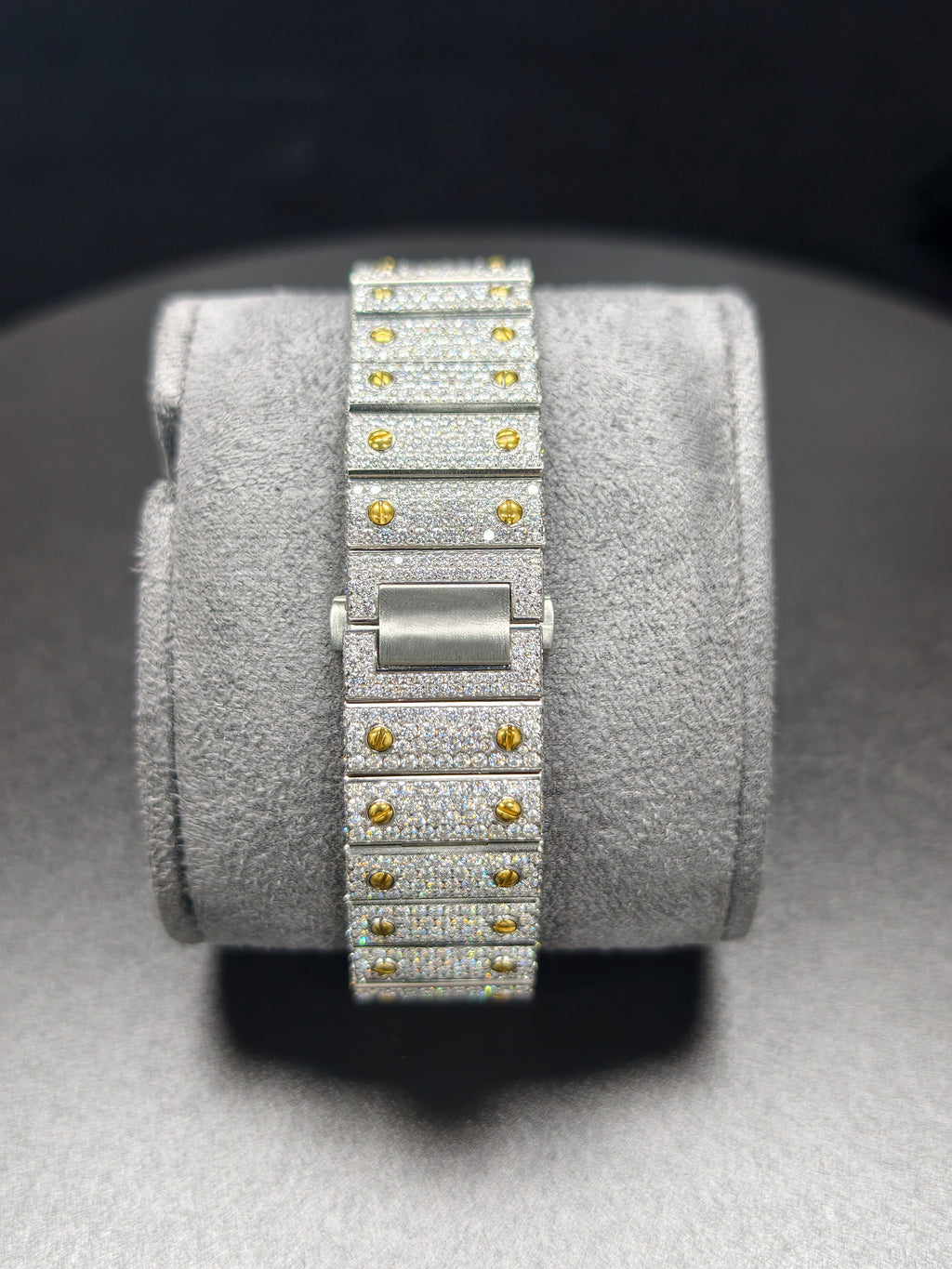 Hip Hop High Quality   Gold Roman  Pointer Real Moissanite Iced Mechanical Auto Movement Mechanical Watch