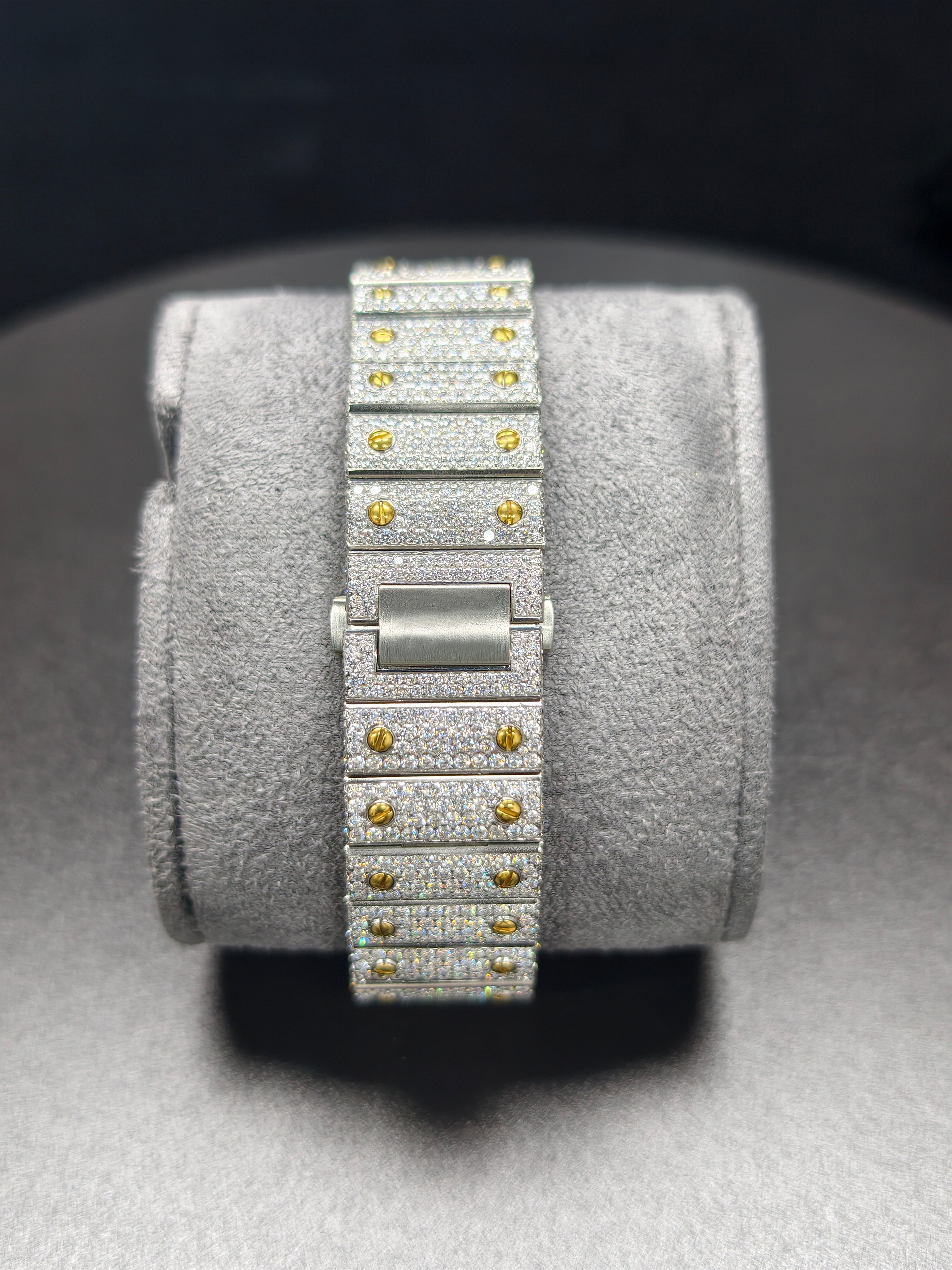 Hip Hop High Quality   Gold Roman  Pointer Real Moissanite Iced Mechanical Auto Movement Mechanical Watch