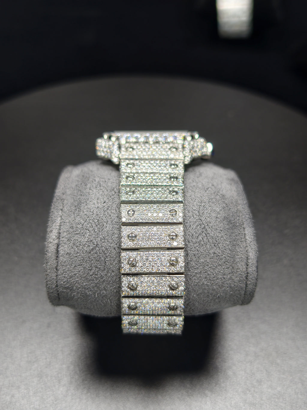 Hip Hop High Quality    Silver Arabic  Pointer Real Moissanite Iced Mechanical Auto Movement Mechanical Watch