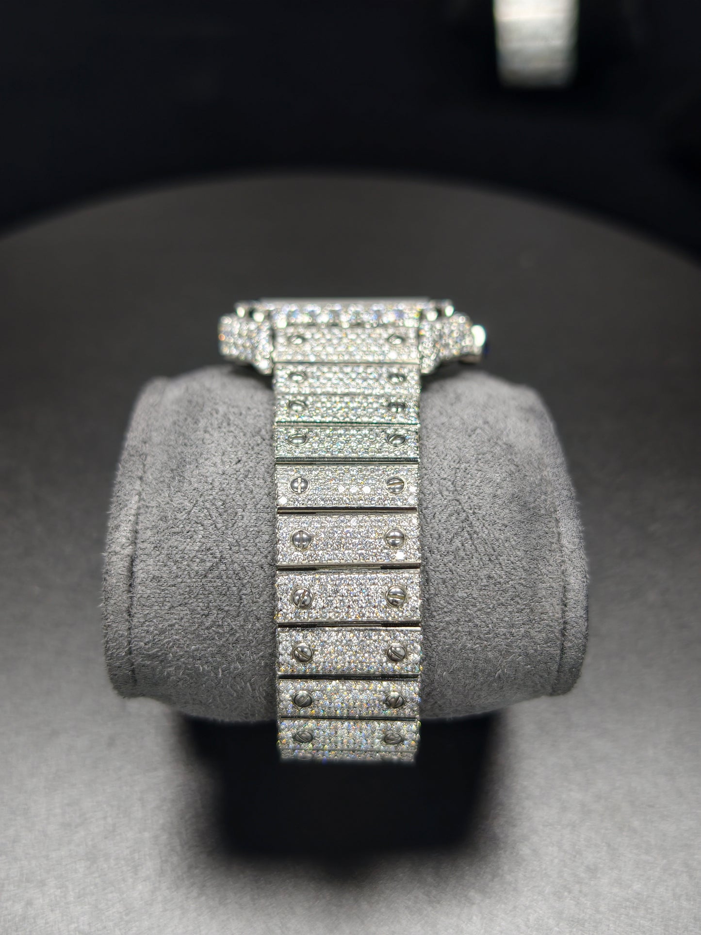 Hip Hop High Quality    Silver Arabic  Pointer Real Moissanite Iced Mechanical Auto Movement Mechanical Watch