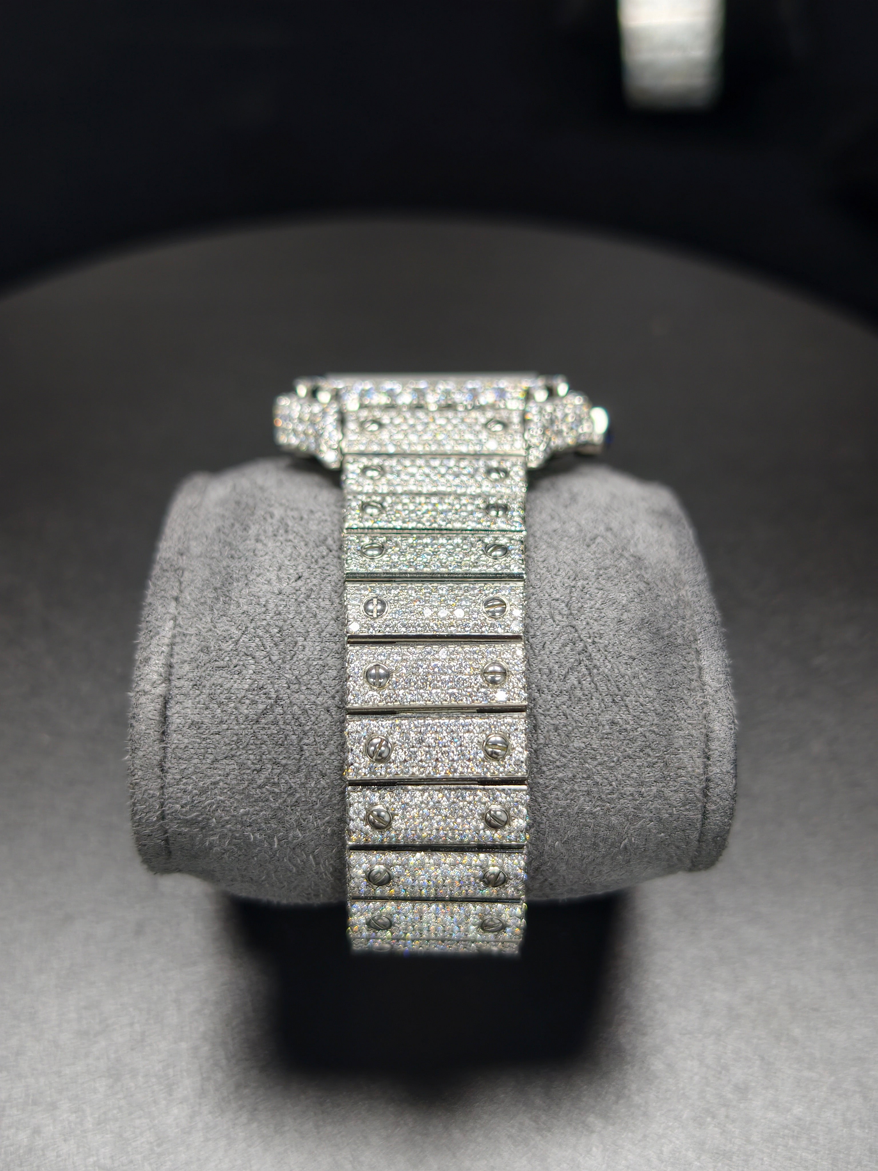 Hip Hop High Quality    Silver Arabic  Pointer Real Moissanite Iced Mechanical Auto Movement Mechanical Watch