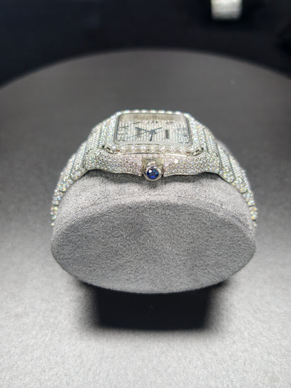 Hip Hop CTR Silver Arabic Dial Moissanite Iced Out Unisex Watch