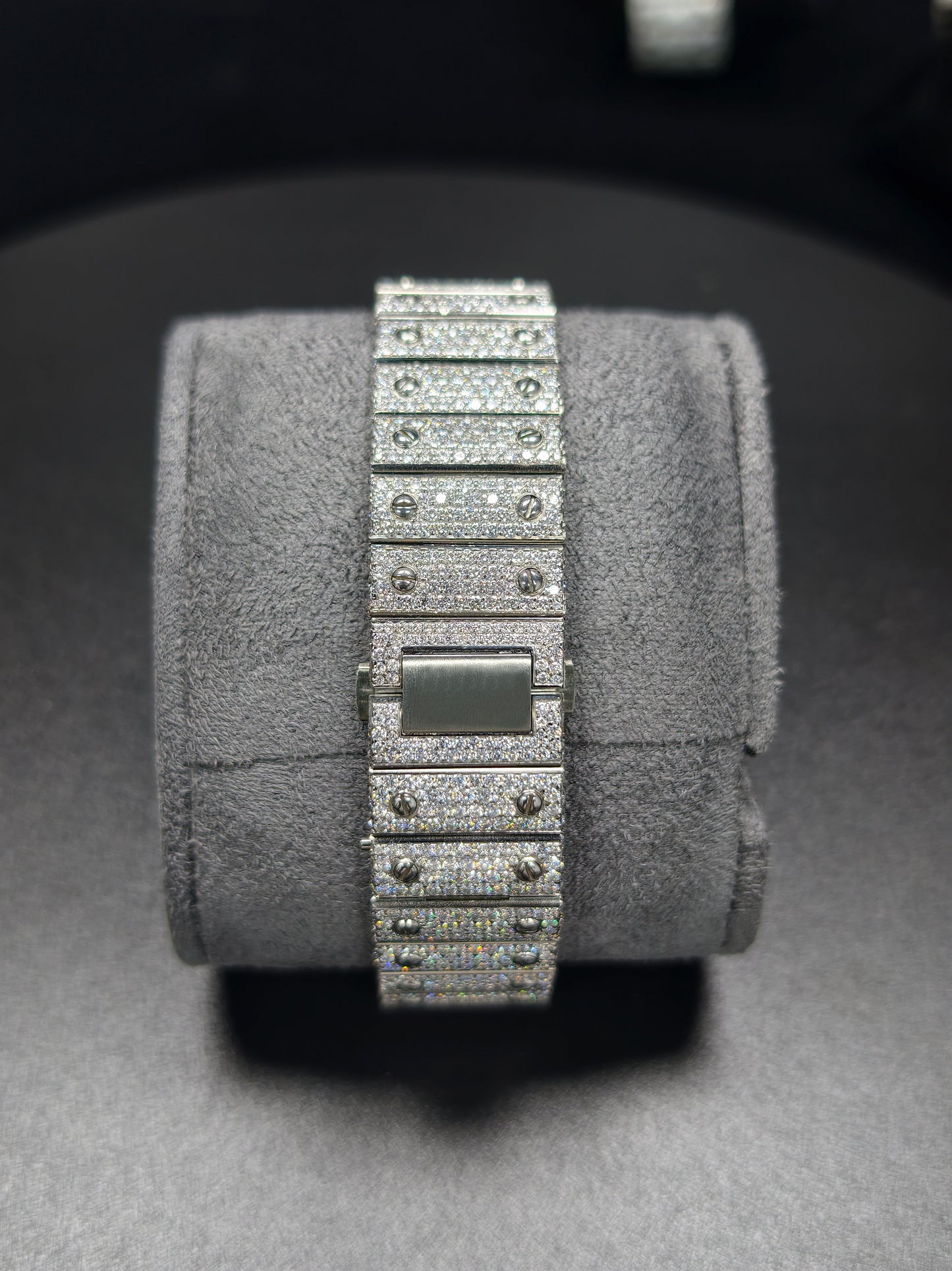 Hip Hop High Quality   Silver Roman  Pointer Real Moissanite Iced Mechanical Auto Movement Mechanical Watch
