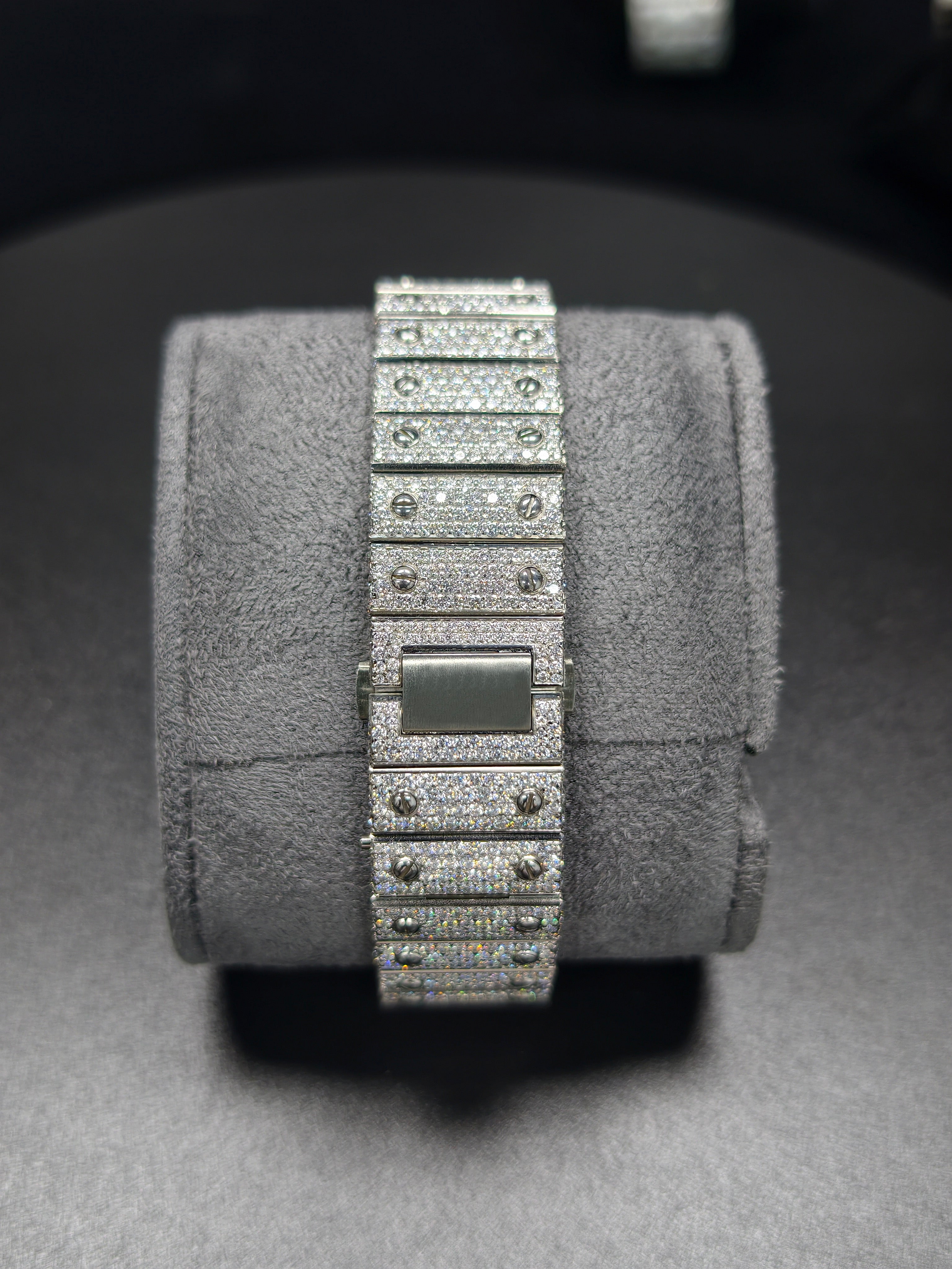 Hip Hop High Quality    Silver Arabic  Pointer Real Moissanite Iced Mechanical Auto Movement Mechanical Watch