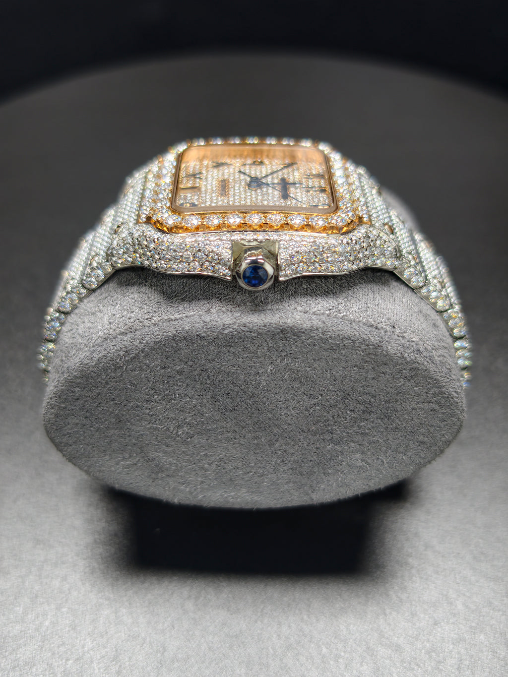 Hip Hop High Quality Rose  Gold Roman  Pointer Real Moissanite Iced Mechanical Auto Movement Mechanical Watch
