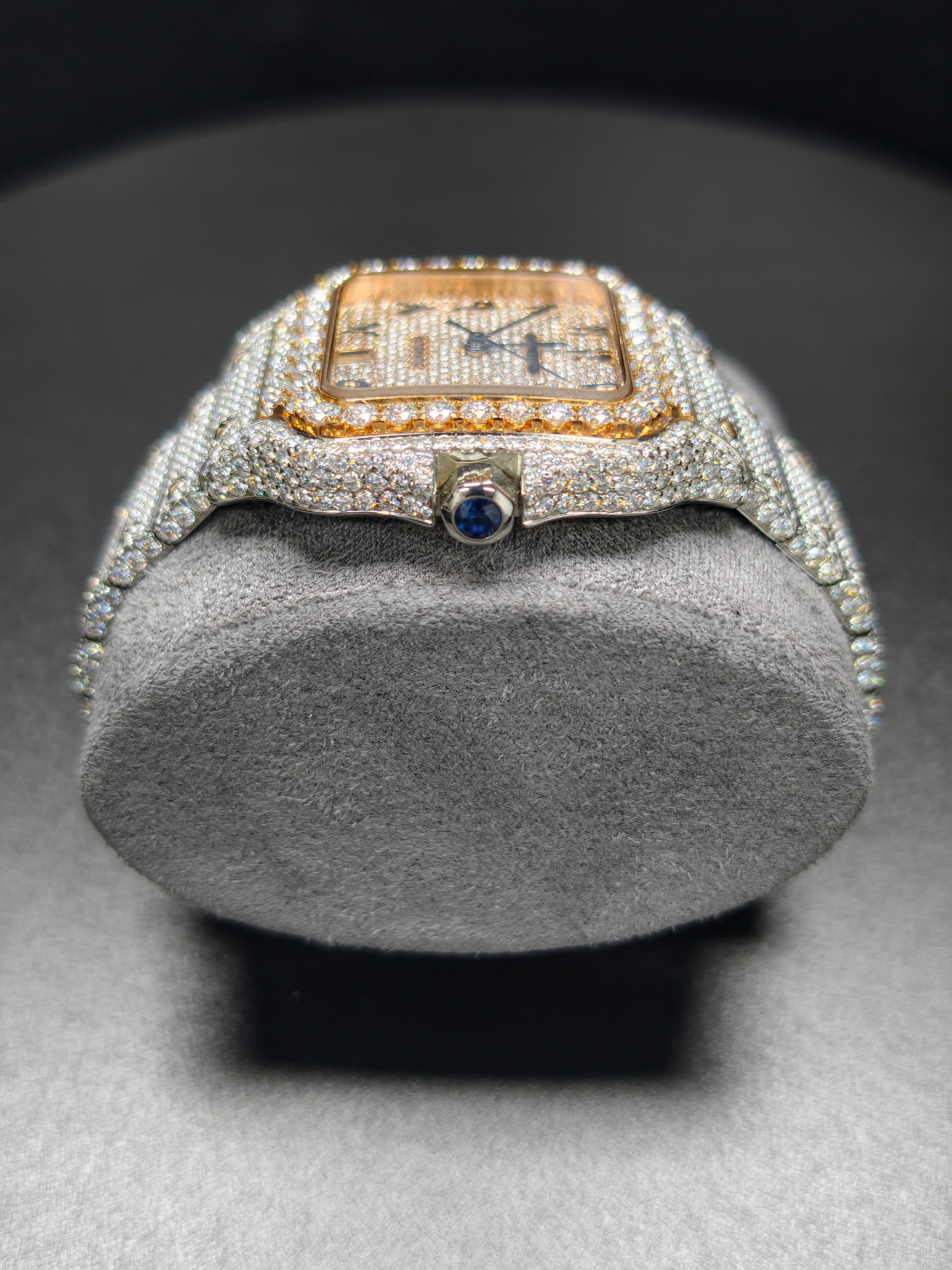 Hip Hop High Quality Rose  Gold Roman  Pointer Real Moissanite Iced Mechanical Auto Movement Mechanical Watch