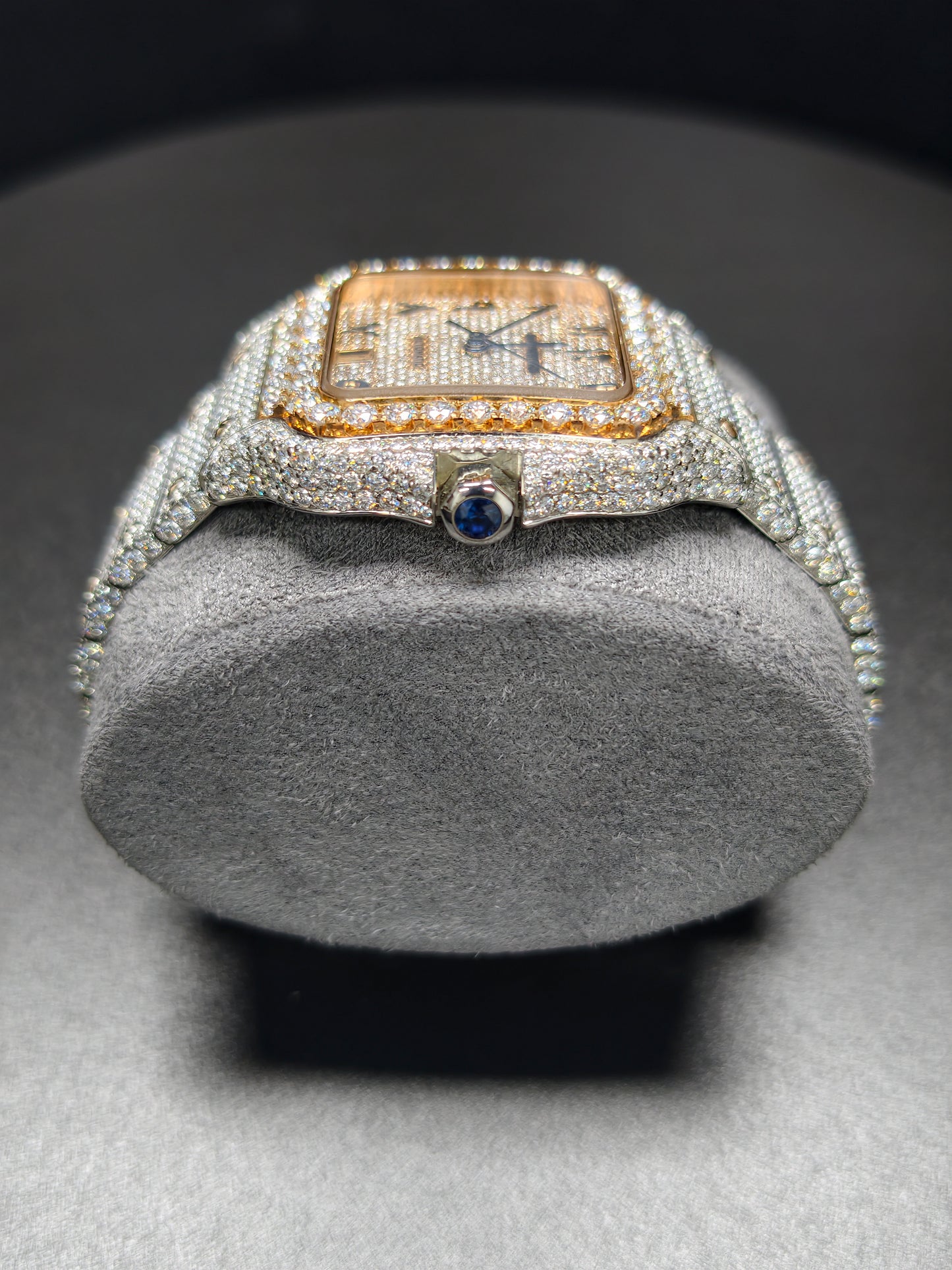 Hip Hop High Quality Rose  Gold Arabic  Pointer Real Moissanite Iced Mechanical Auto Movement Mechanical Watch