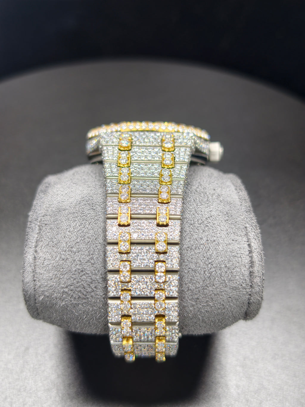Hip Hop High Quality APT Gold Roman Luminous Pointer Real Moissanite Iced Mechanical Auto Movement Mechanical Watch