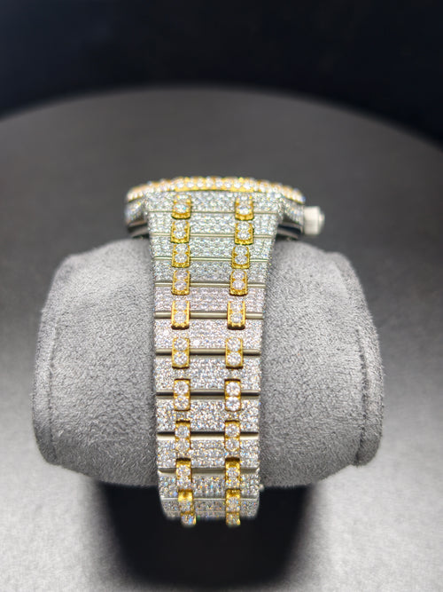 Hip Hop High Quality APT Gold Roman Luminous Pointer Real Moissanite Iced Mechanical Auto Movement Mechanical Watch