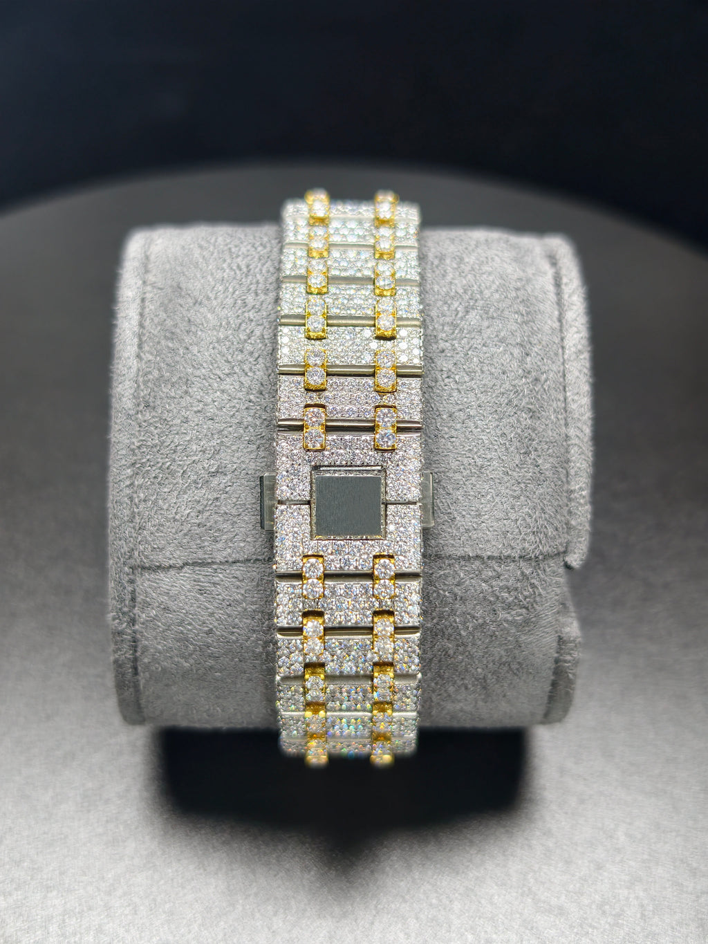 Hip Hop High Quality APT Gold Roman Luminous Pointer Real Moissanite Iced Mechanical Auto Movement Mechanical Watch