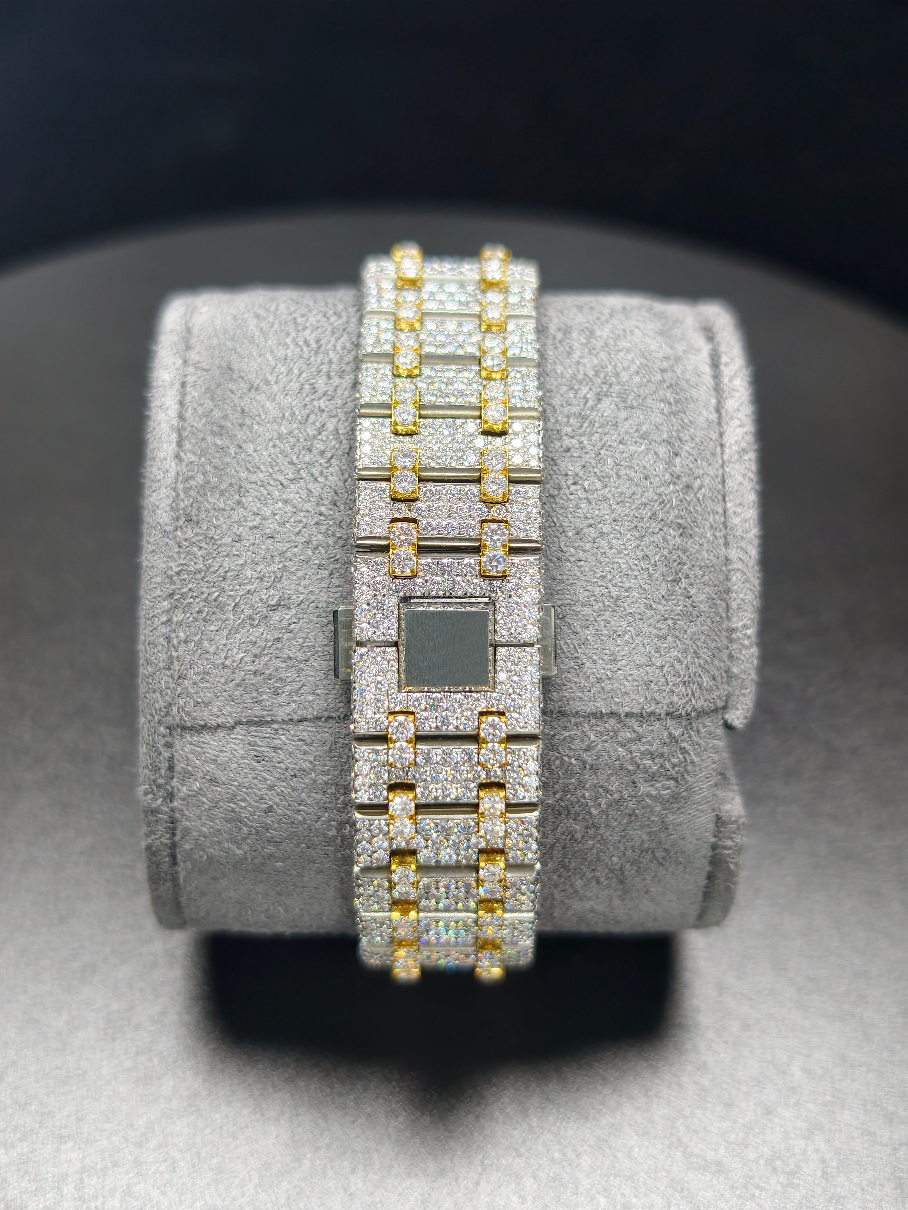 Hip Hop High Quality APT Gold Roman Luminous Pointer Real Moissanite Iced Mechanical Auto Movement Mechanical Watch