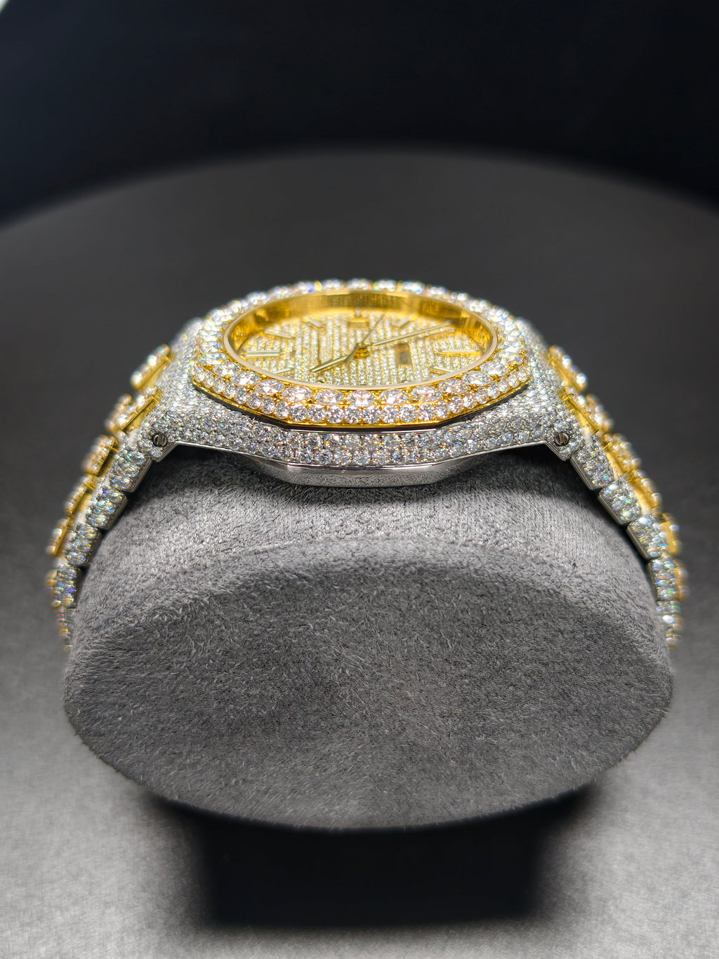 Hip Hop High Quality APT Gold Roman Luminous Pointer Real Moissanite Iced Mechanical Auto Movement Mechanical Watch