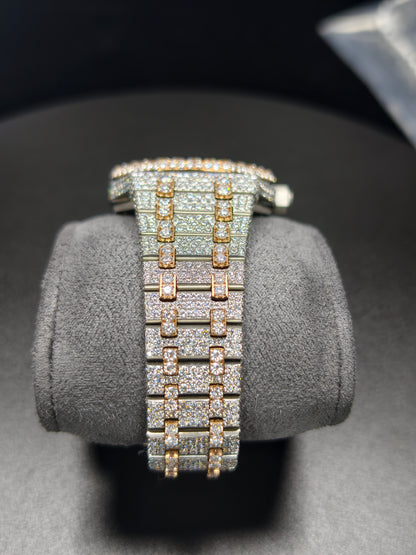 APT Rosegold Roman Luminous Dial Iced Out Moissanite Luxury Men's Watch