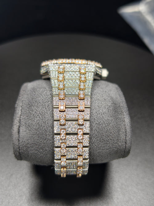 APT Rosegold Roman Luminous Dial Iced Out Moissanite Luxury Men's Watch