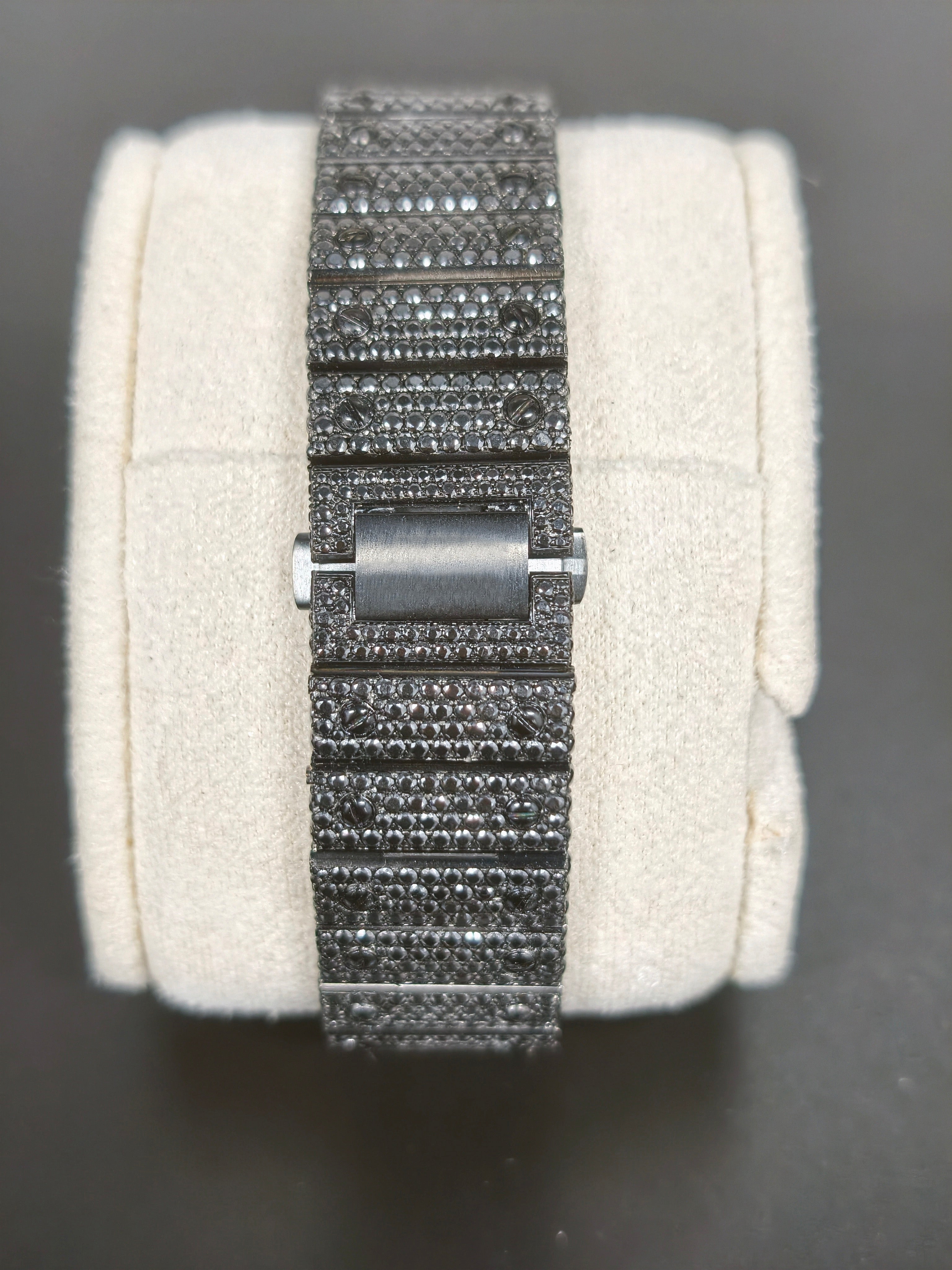 Hip Hop High Quality Black  Gold Arabic  Pointer Real Moissanite Iced Mechanical Auto Movement Mechanical Watch