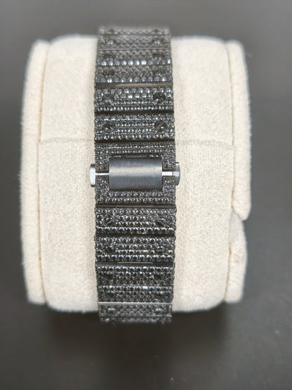 Hip Hop High Quality Black  Gold Arabic  Pointer Real Moissanite Iced Mechanical Auto Movement Mechanical Watch