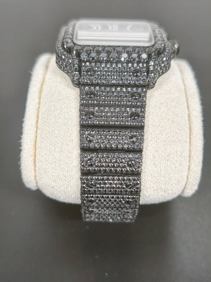 Hip Hop High Quality Black  Gold Roman  Pointer Real Moissanite Iced Mechanical Auto Movement Mechanical Watch
