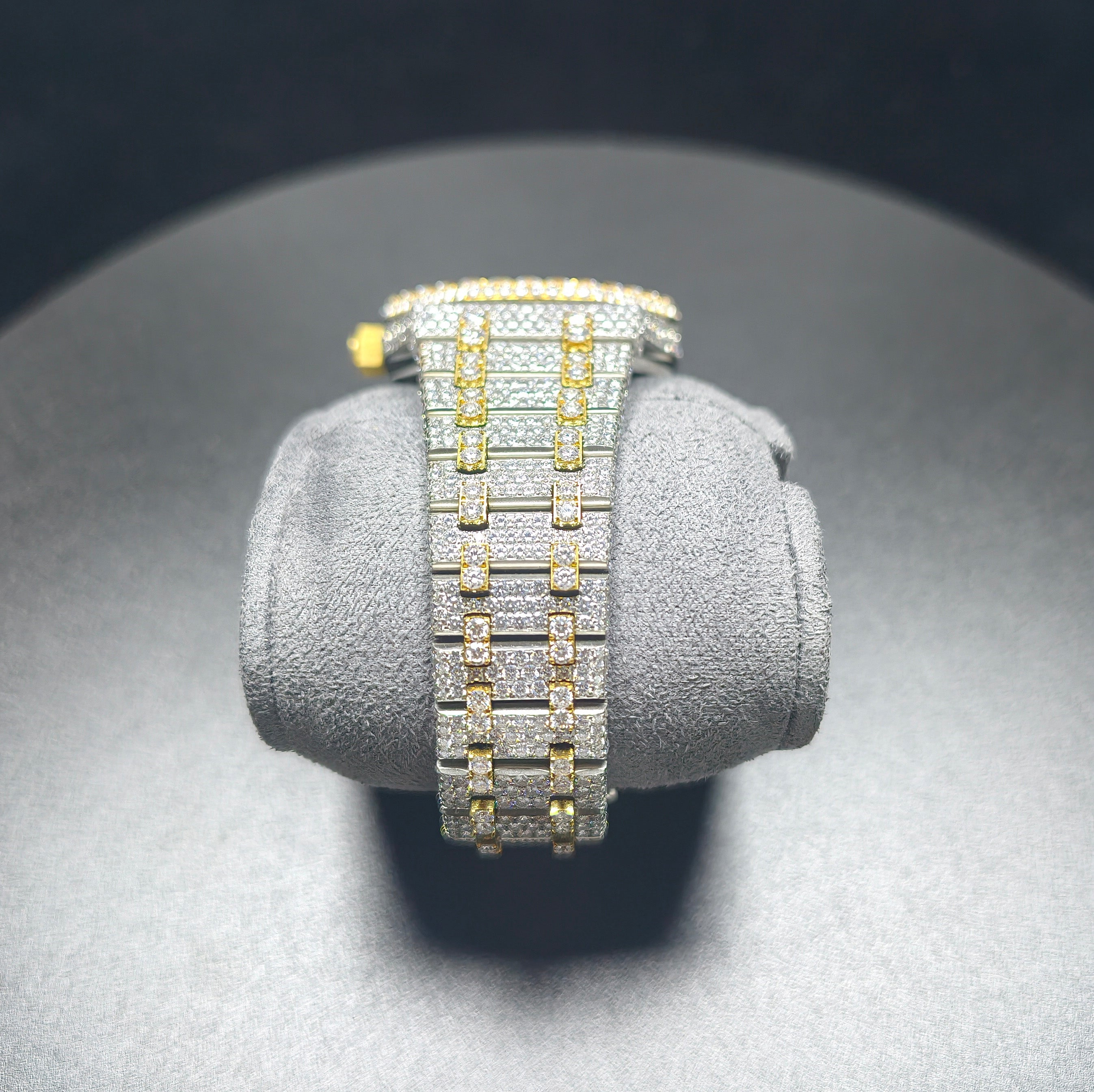 Hip Hop High Quality APT Gold Roman  Pointer Real Moissanite Iced Mechanical Auto Movement Mechanical Watch